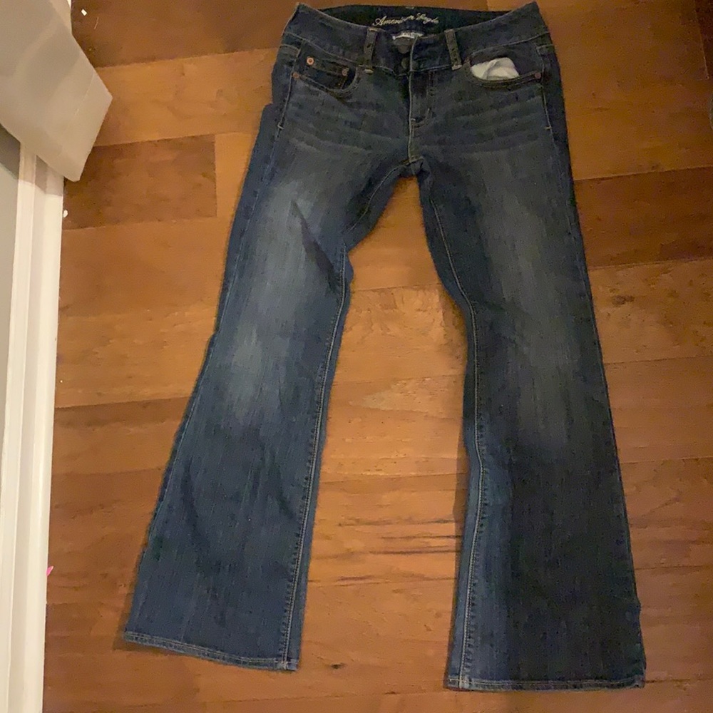 Dark Medium Wash AE boot cut jeans